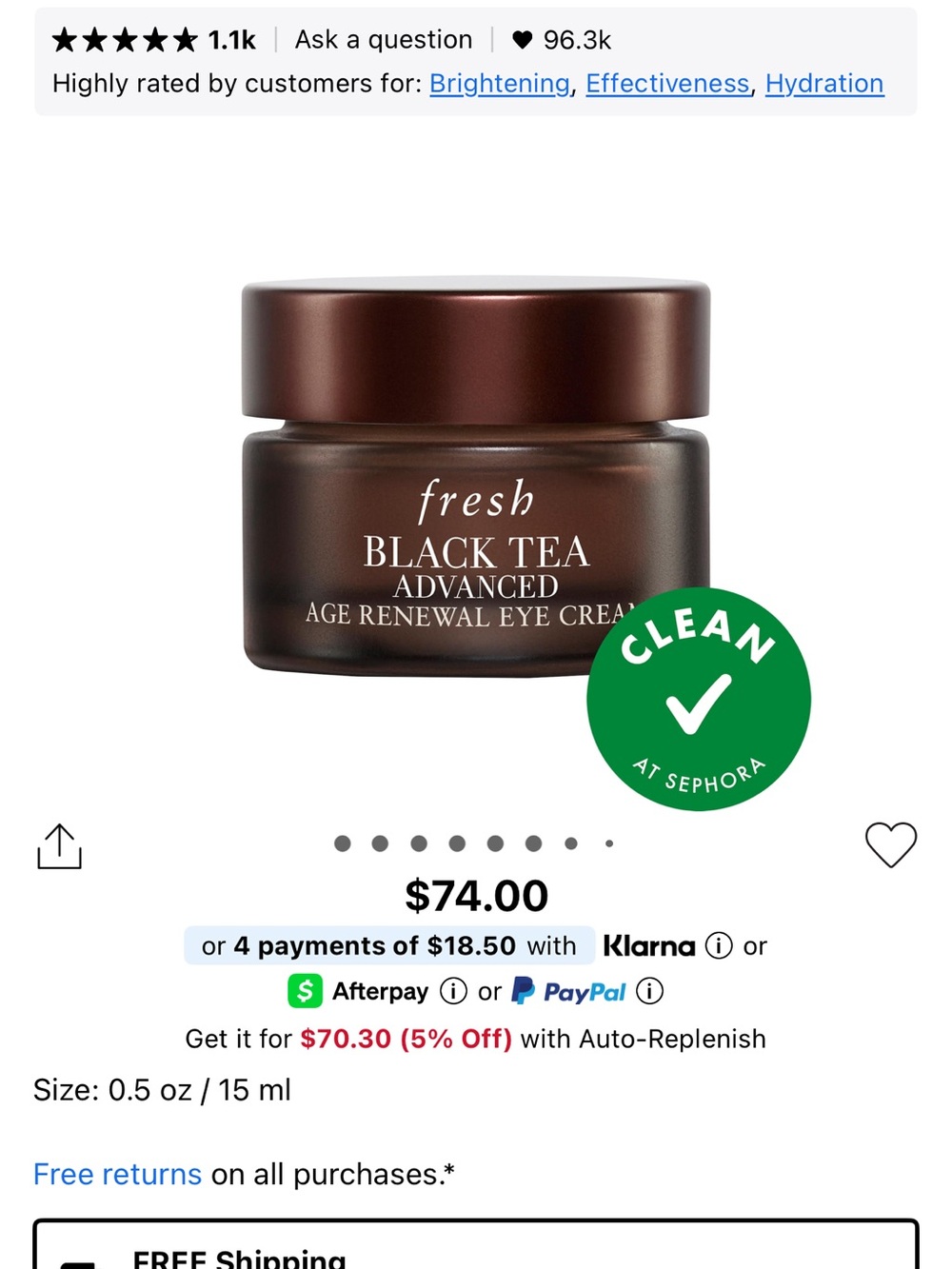 fresh Black Tea Advanced Eye Cream - Brown